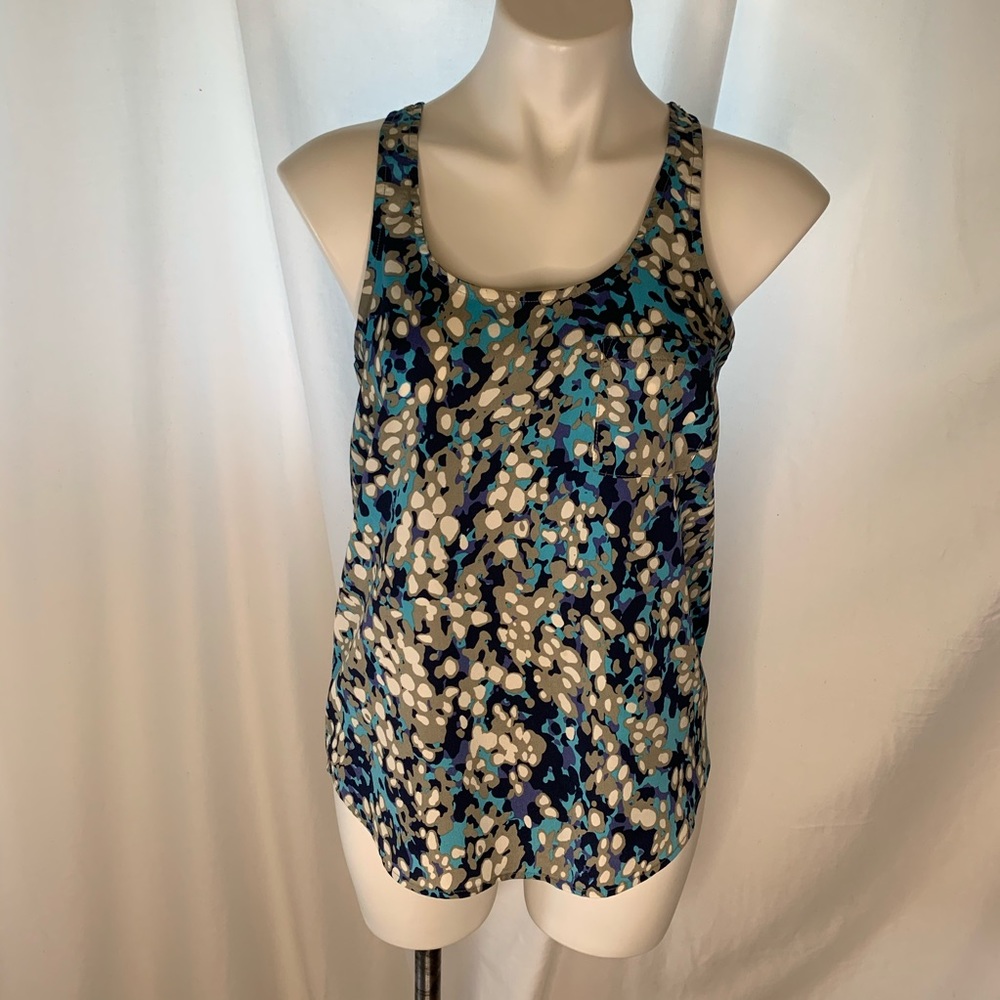 Silky blue print tank top
